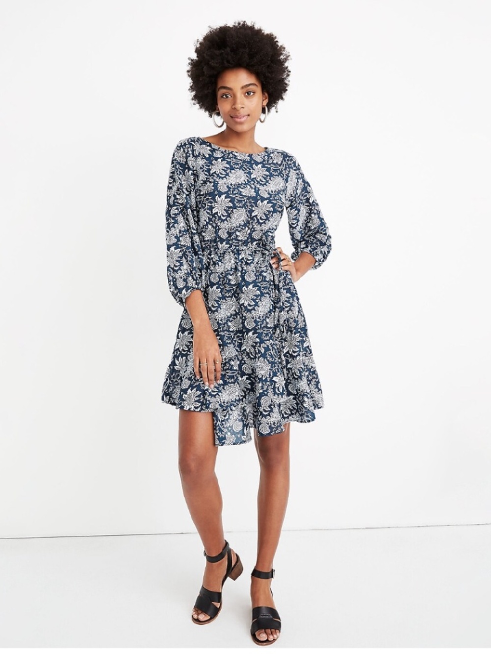 Apiece Apart Sabine Cotton Silk Floral Mini Dress Sz 0